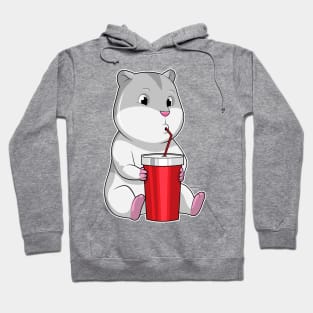 Hamster with Mug & Drinking straw Hoodie